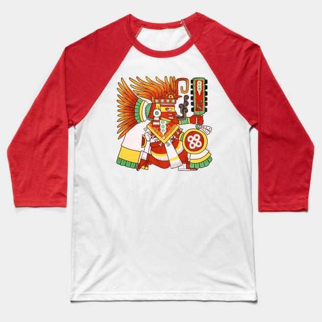 Chicahualizteotl - Powerful God Glyph Baseball T-Shirt by Itzcacalotl